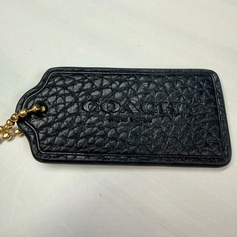 Coach Black Pebbled Leather Hangtag Replacement Gold Ball Chain Charm
